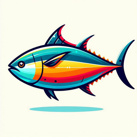 Tuna fish vector illustration isolated on white background. Fish icon.のイラスト素材