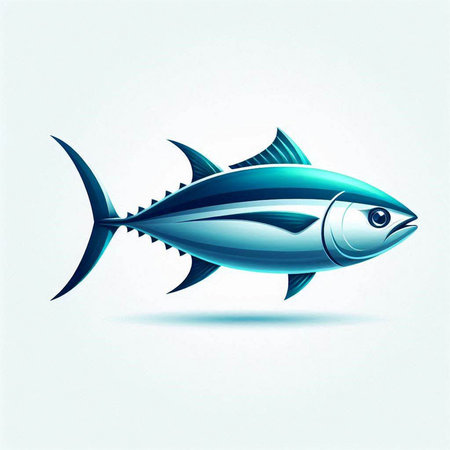 Tuna fish vector illustration on a white background. Vector illustration.のイラスト素材