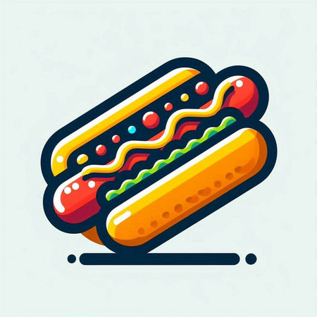 Hot dog icon. Fast food symbol. Vector illustration in flat styleのイラスト素材