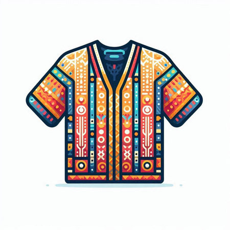 T-shirt with ethnic pattern. Hand drawn vector illustration in vintage style.のイラスト素材