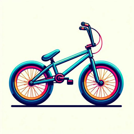 Bicycle on white background. Vector illustration in retro style. Side view.のイラスト素材