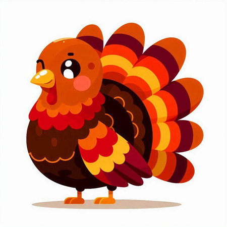 Vector illustration of cute cartoon turkey. Isolated on white background.のイラスト素材