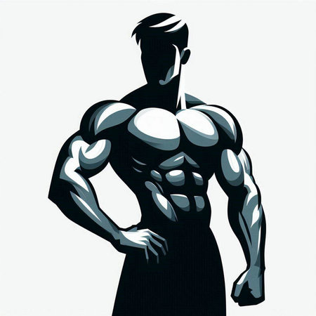Vector illustration of a strong bodybuilder on a white background. Fitness and bodybuilding.のイラスト素材