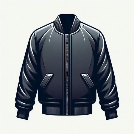Men's black leather jacket on a white background. Vector illustration.のイラスト素材