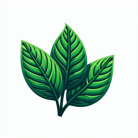 green leaves icon over white background, colorful design.  vector illustrationのイラスト素材