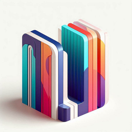 Colorful 3d books on a white background. Vector illustration.のイラスト素材