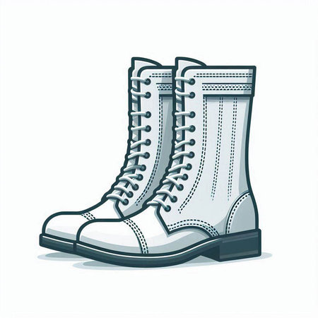Vector illustration of a pair of white leather boots. Isolated on white background.のイラスト素材