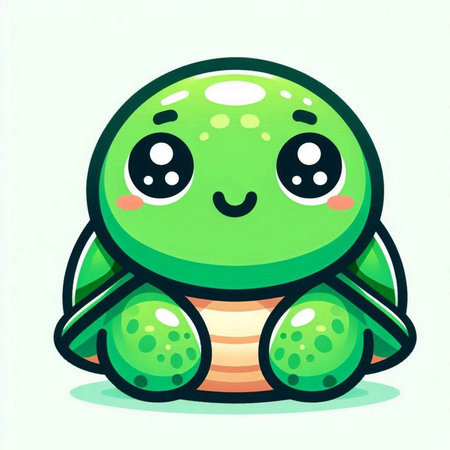 Cute cartoon turtle on a white background. Vector illustration of a cute cartoon turtle.のイラスト素材
