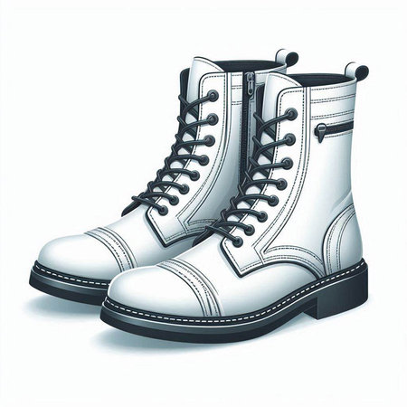 White women's boots isolated on a white background. 3d renderのイラスト素材