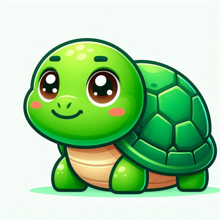 Cute cartoon baby turtle isolated on white background. Vector illustration.のイラスト素材