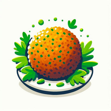 Pineapple on a plate with green leaves. Vector illustration.のイラスト素材
