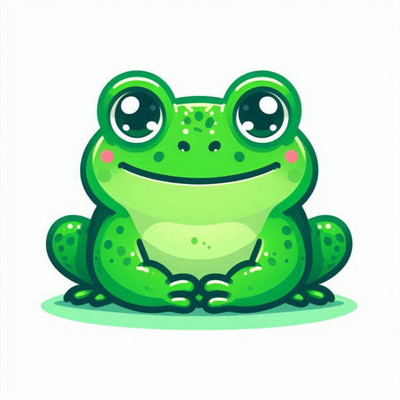 Frog. Cute cartoon animal character. Vector illustration on white background.のイラスト素材