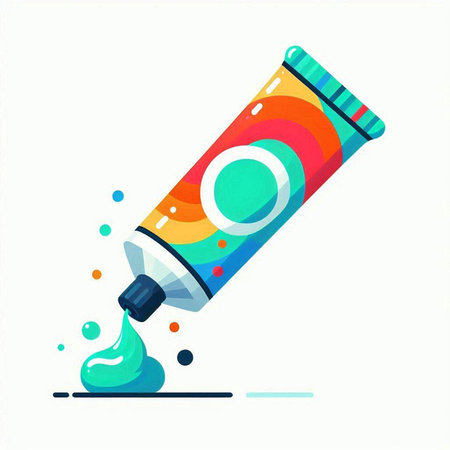 Colorful tube of paint on a white background. Vector illustration.のイラスト素材