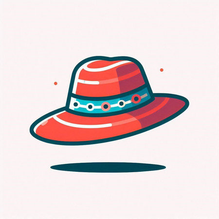 Vector illustration of a hat in cartoon style on a white background.のイラスト素材