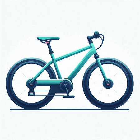 Blue bicycle on a white background. Vector illustration. Eps 10.のイラスト素材