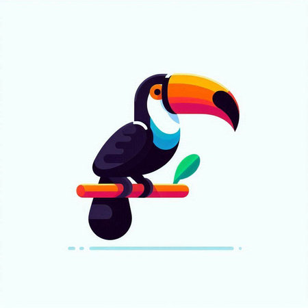 Toucan bird on a white background. Vector illustration in flat style.のイラスト素材
