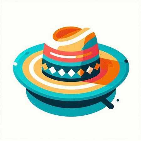 Mexican hat on white background. Vector illustration in flat style.のイラスト素材