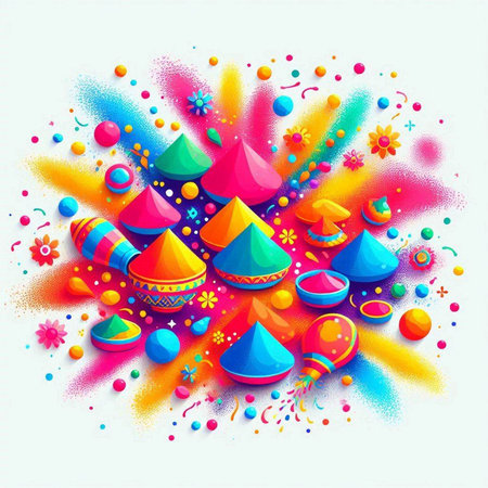 illustration of colorful holi background with sombrero and maracasのイラスト素材