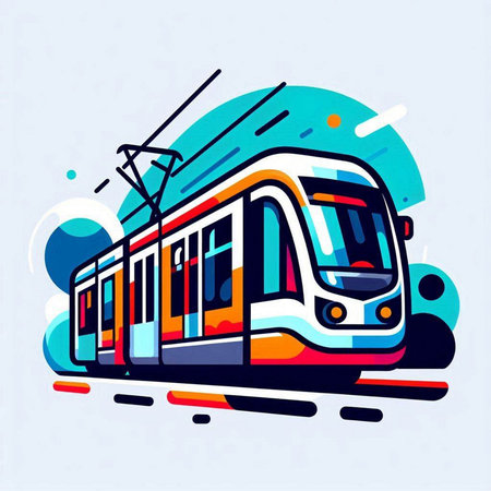 Modern tram, public transport, public transport. Vector illustration. Eps 10のイラスト素材