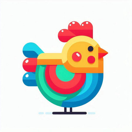 Colorful rooster. Cute cartoon chicken. Vector illustration.のイラスト素材