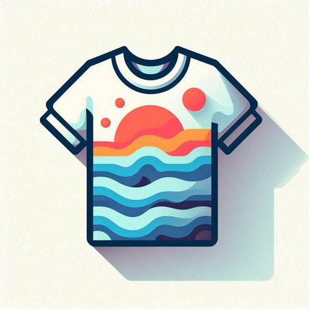 T-shirt with sea waves. Vector illustration, flat design.のイラスト素材