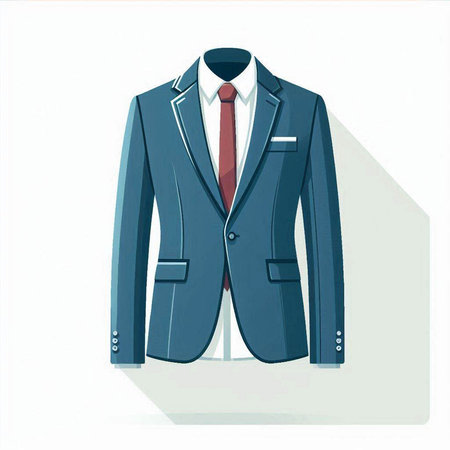 Blue jacket with a tie on a white background. Vector illustration.のイラスト素材
