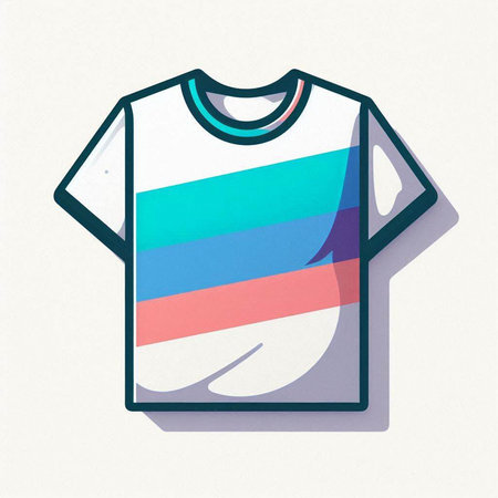T-shirt with colorful stripes on white background. Vector illustration.のイラスト素材