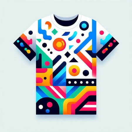 T-shirt design. Colorful geometric background. Vector illustration.のイラスト素材