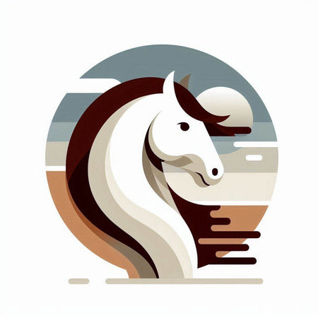 Horse head abstract icon. Horse head vector illustration. Horse head symbol.のイラスト素材
