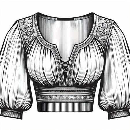 Illustration of a blouse with a pattern on a white backgroundのイラスト素材
