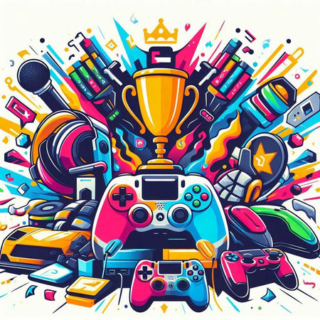 Gamepad, joystick, joystick, console, joystick. Colorful vector illustrationのイラスト素材
