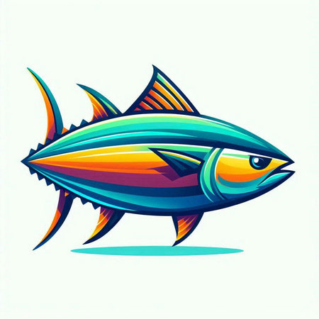 Illustration of a tuna fish isolated on a white background - vectorのイラスト素材