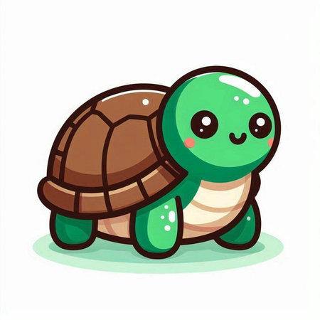 Cute cartoon tortoise. Vector illustration isolated on white background.のイラスト素材