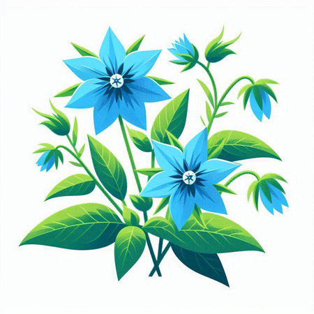 Blue flowers on a white background. Vector illustration for your design.のイラスト素材