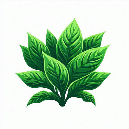 Green leaves on a white background. Vector illustration. Eps 10.のイラスト素材