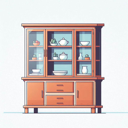 Cabinet with cupboard. Vector illustration in cartoon style.のイラスト素材