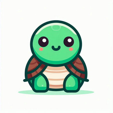 Cute cartoon turtle. Vector illustration. Isolated on white background.のイラスト素材