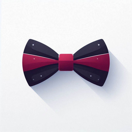 Illustration of a red bow tie on a white background with shadowのイラスト素材