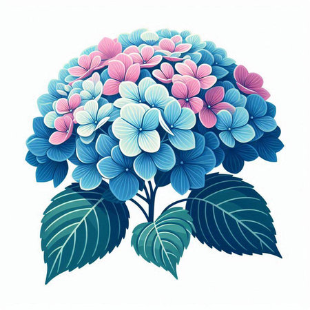 Hydrangea flower on a white background. Vector illustration. Eps 10.のイラスト素材