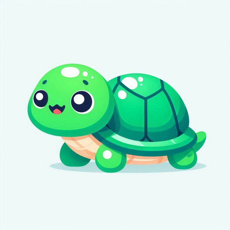 Cute cartoon turtle isolated on a white background. Vector illustration.のイラスト素材