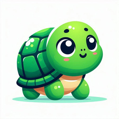 Cute cartoon turtle isolated on a white background. Vector illustration.のイラスト素材
