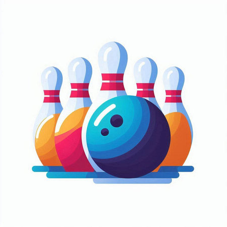 Bowling icon. Bowling ball and skittles. Vector illustrationのイラスト素材