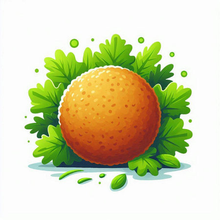 Illustration of a kiwi fruit with green leaves on a white backgroundのイラスト素材
