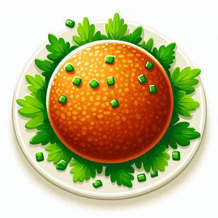 Illustration of a hamburger with parsley on a white backgroundのイラスト素材