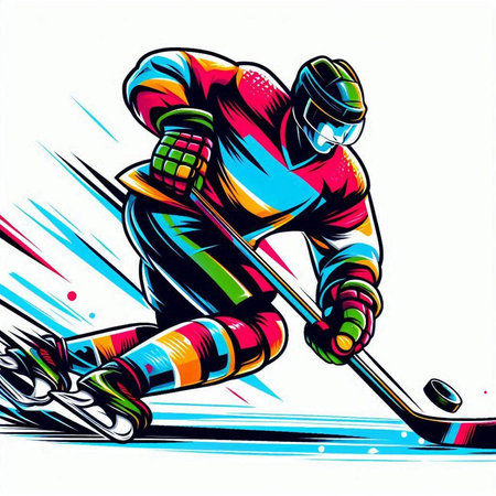 Ice hockey player with the stick. Vector illustration ready for vinyl cutting.のイラスト素材