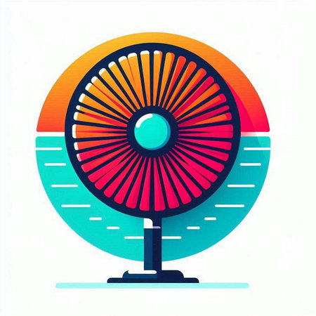 Vintage electric fan. Colorful vector illustration in flat style.のイラスト素材