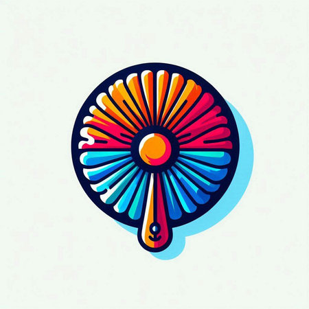 Vintage fan icon. Vector illustration. Hand drawn design element.のイラスト素材