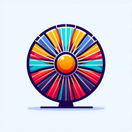 Vintage spinning fan. Colorful design element. Vector illustration.のイラスト素材