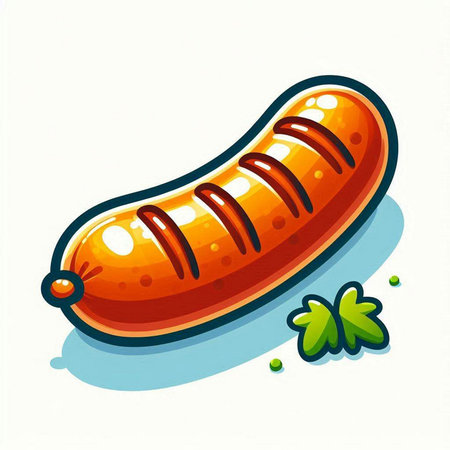 Sausage on a white background. Vector illustration of a sausage.のイラスト素材
