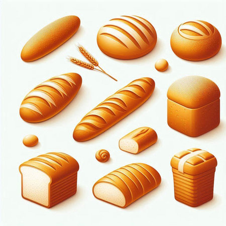 Bread icons set. Isometric 3d illustration of bread vector icons for web designのイラスト素材